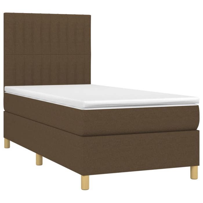 Maison Exclusive - Sommier à lattes de lit et matelas et LED Marron foncé 90x190cm