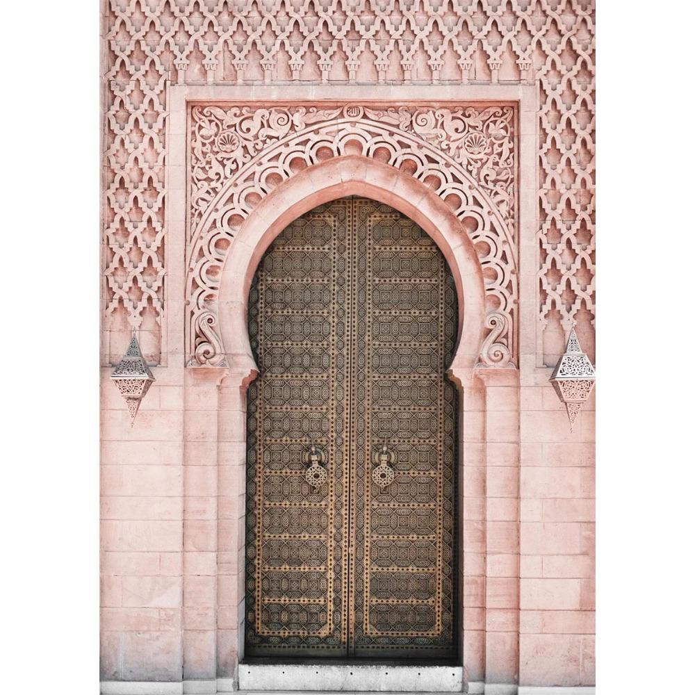 Moroccan Door Arab Canvas Print Islamic Muslim Wall Architectural Wall Art Poster for Living Room Bedroom Eid Al-Fitr Home Decor