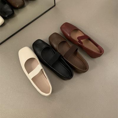 Корейская версия ретро туфель-лодочек с мелким вырезом для женской весны и осени 2025 года, новые комфортные туфли на плоской подошве с мягкой подошвой для работы, туфли бабушкиного типа