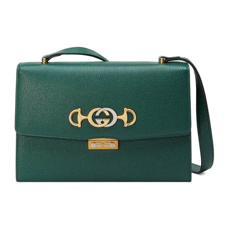 Gucci Zumi Metal Double G Buckle Classic Recommended Grain Leather Crossbody Shoulder Bag Small Women bags Dark-Green 576388-1B90X-3154