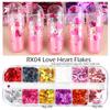 12 сеток, блестящие блестки для ногтей в форме сердца, голографические чешуйки для ногтей, блестящие лазерные блестки для дизайна ногтей, украшение для ногтей своими руками