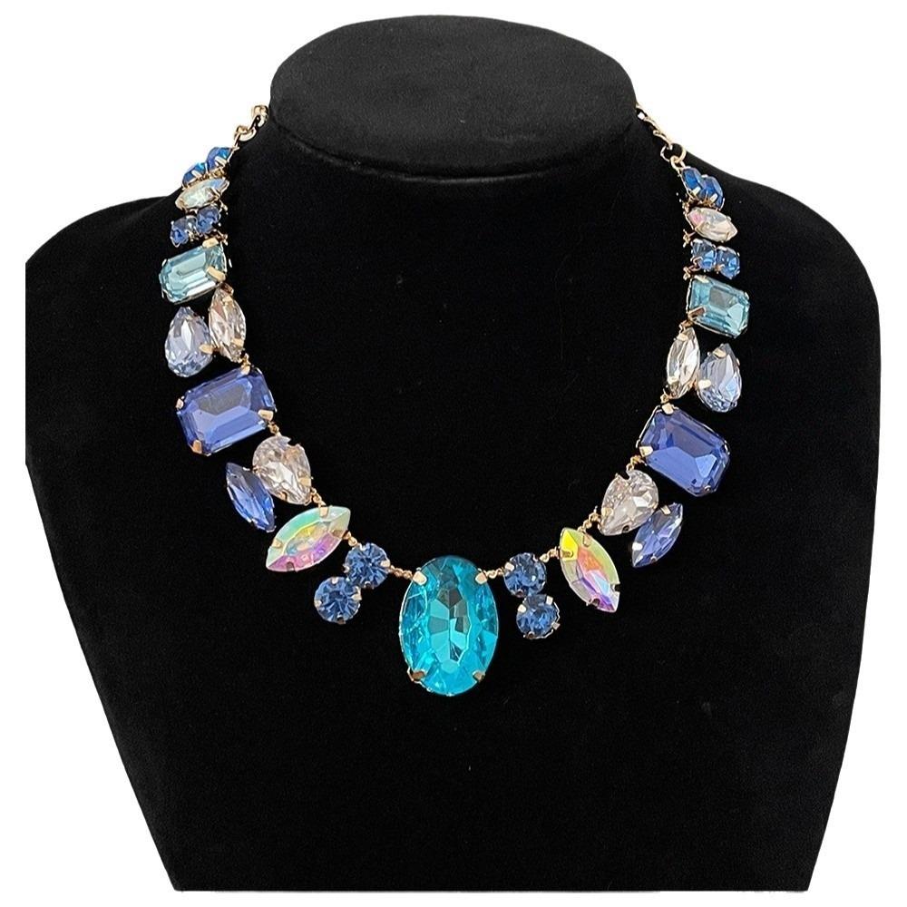 Decoration Vintage Chunky Necklace Charm Exaggerated Necklace Rhinestone Necklace  Gifts