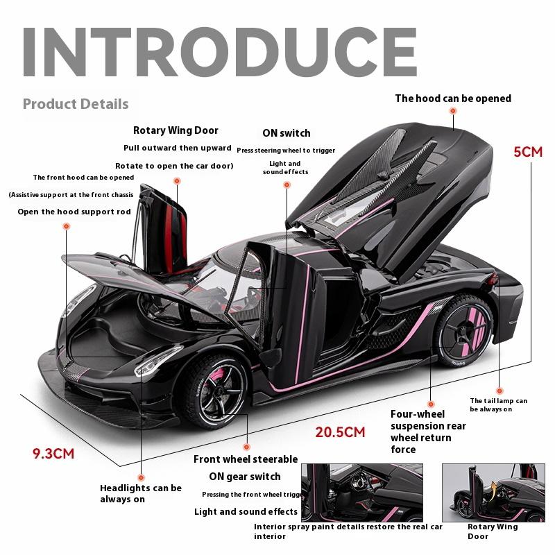 ABAX1 1/24 JESKO Supercar Model Alloy Cast Toy Car Simulation Sound and Back Pull Children's Toy Collection Birthday Gift