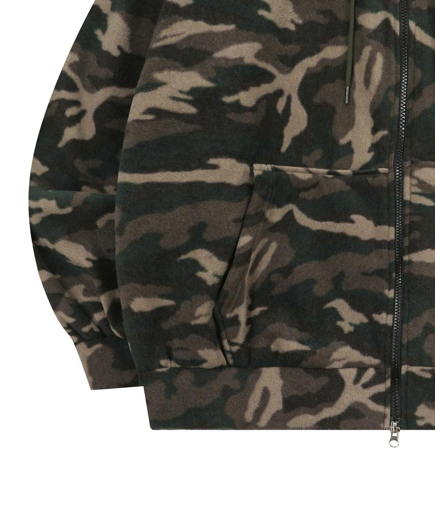 Mucent Jinu Camo Fleece Two-Way Zip-Up Hoodie (Unisex)