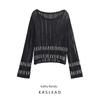 Kaslead New Arrival Women's Fashion Style Cut Out Beaded Mesh Plain Weaving Knitting Tops 4813808