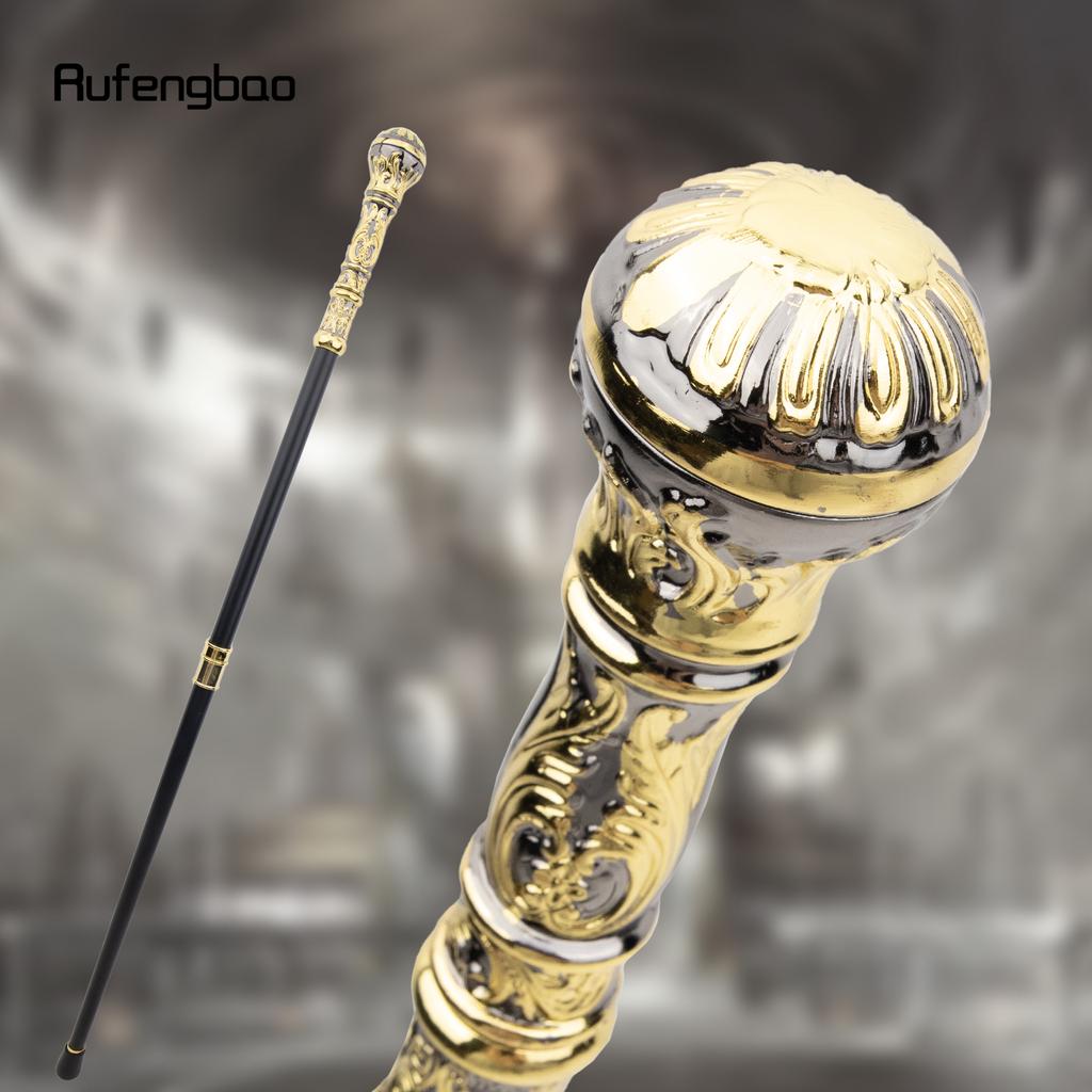 Золотисто-черная роскошная круглая ручка, модная трость для вечеринки, декоративная трость для ходьбы, элегантная трость с ручкой-посохом 93 см