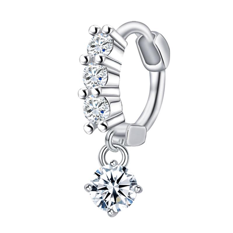 LINGCHEE 925 Sterling Silver Women's Body Jewelry Korean Simple Microset Zircon Earrings Nose Studs for Wedding or Gifts