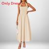 Polyester Sleeveless Backless Dress With Ties For Casual Spring Office Wear