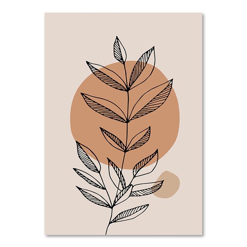 Абстрактные геометрические листья, линия, холст, картина в стиле бохо, современные постеры, настенная художественная печать, картина для спальни, гостиной, домашний декор