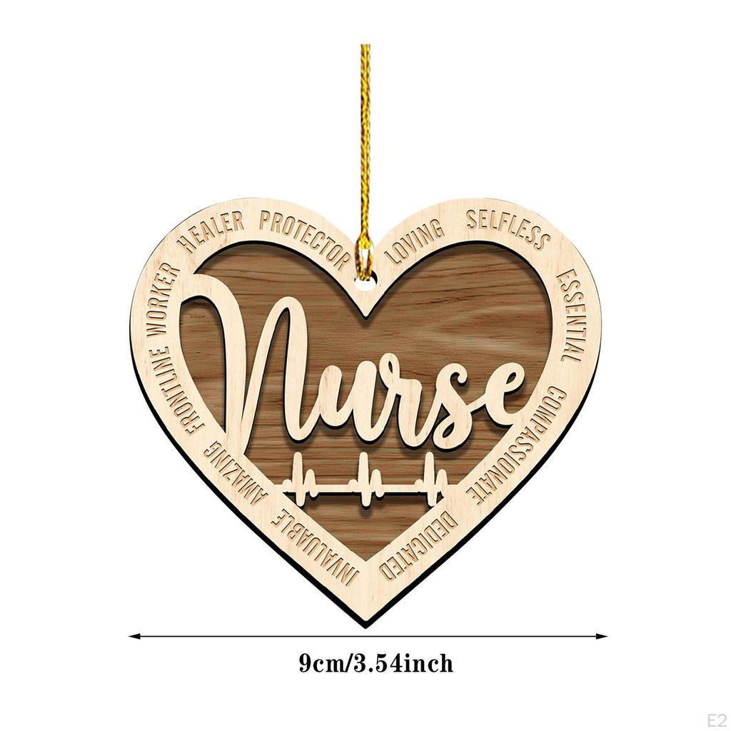 Wooden Heart Pendant Thank You Gift for Nurse Appreciation Ornament Women Nurses Week Plaque
