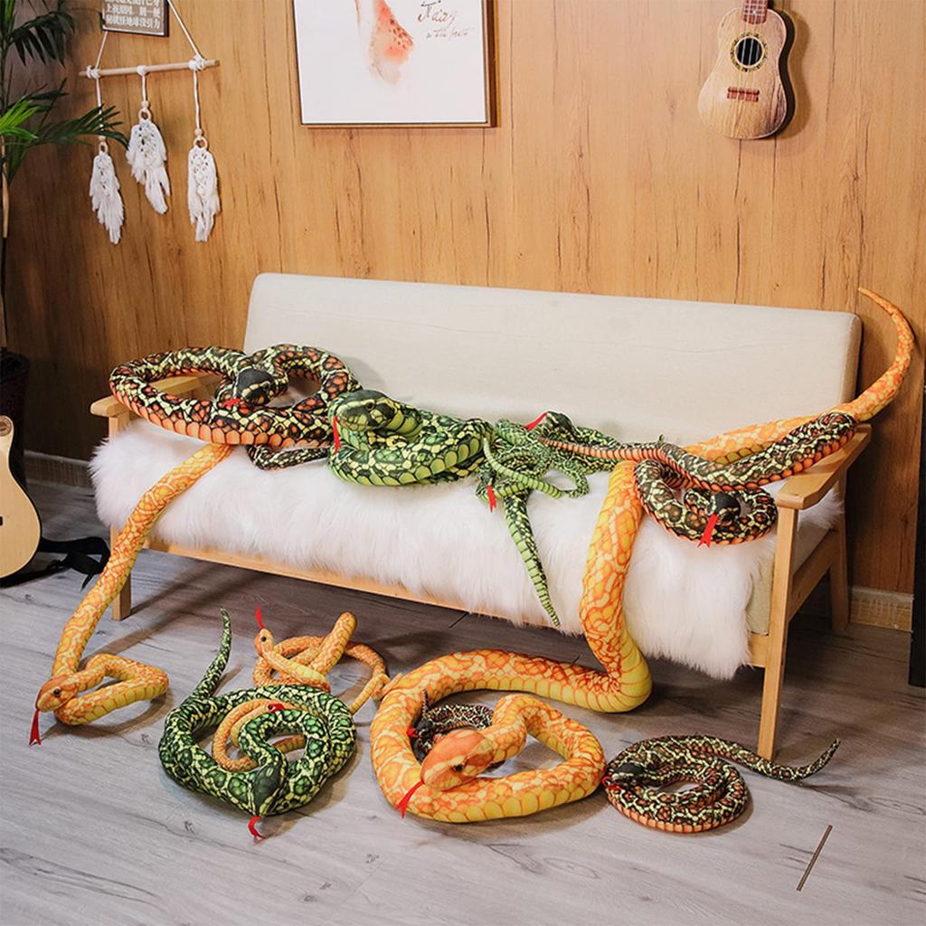 Realistic Snake Python Plush Toy, Body Pillow, Cushion, Figurine, Doll, Cute Animal, Sewn, Fluffy, Soft, Interior Decor, Store Decoration, Toy,