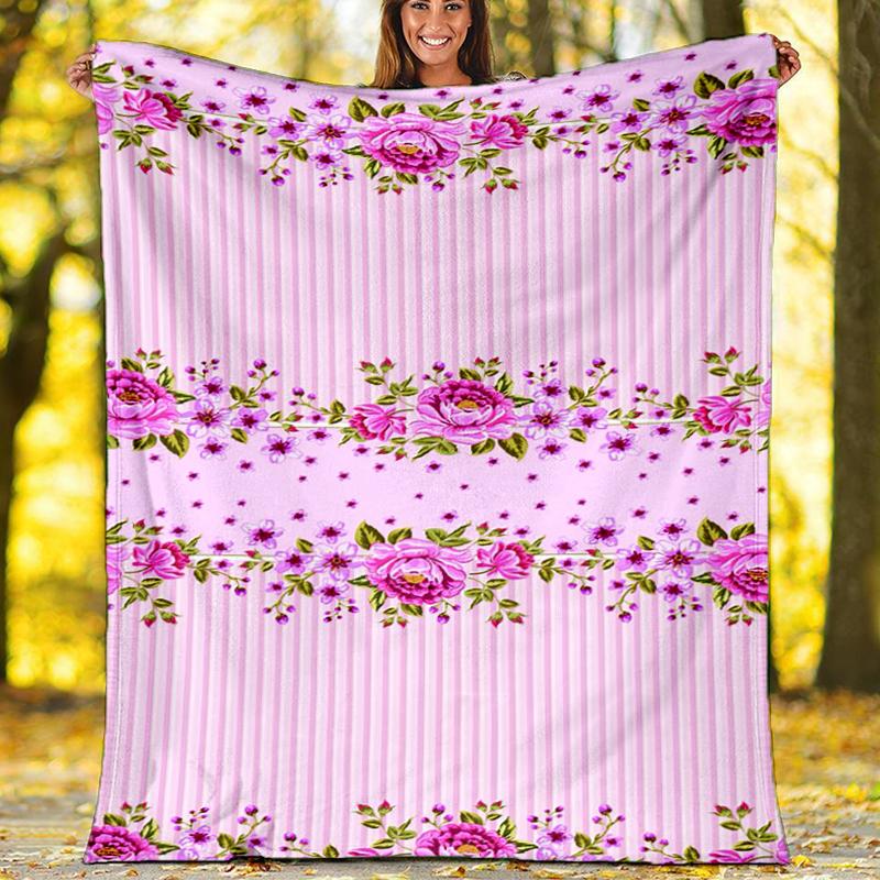 Floral Fantasy blanket Personalized Name Flannel Blanket Soft Cozy Plush Throw for Sofa Bed Lightweight Home Décor