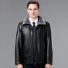Winter New Fur All-in-one Leather Jacket for Middle-aged Men, Soft Leather Daddy Outfit, Plus Fleece Leather Jacket