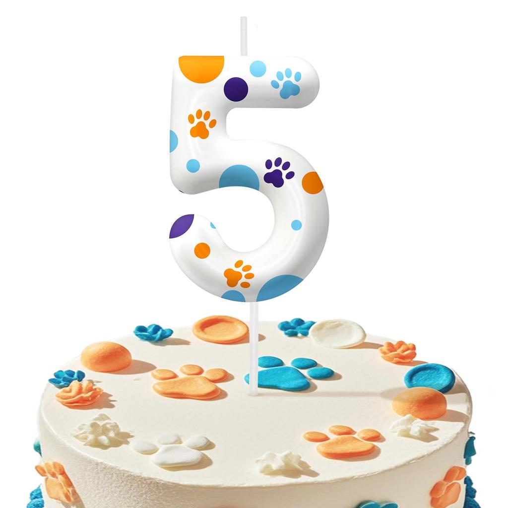 Синяя лапа собаки номер 0-9 свеча на день рождения для мальчиков девочек - украшения для торта, декор для тематической вечеринки для любителей собак, товары для детской вечеринки