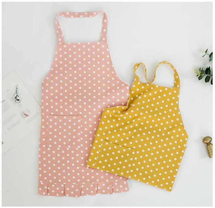 Cute Japanese Style Polka Dot Apron: Breathable, Hanging Neck, Waterproof & Oil-Proof for Kitchen.