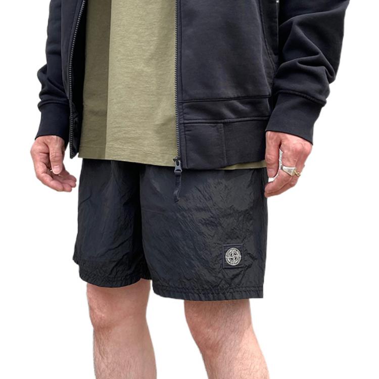 STONE ISLAND Плавки-шорты с логотипом-патчем черные мужские 7415B0943-V0029