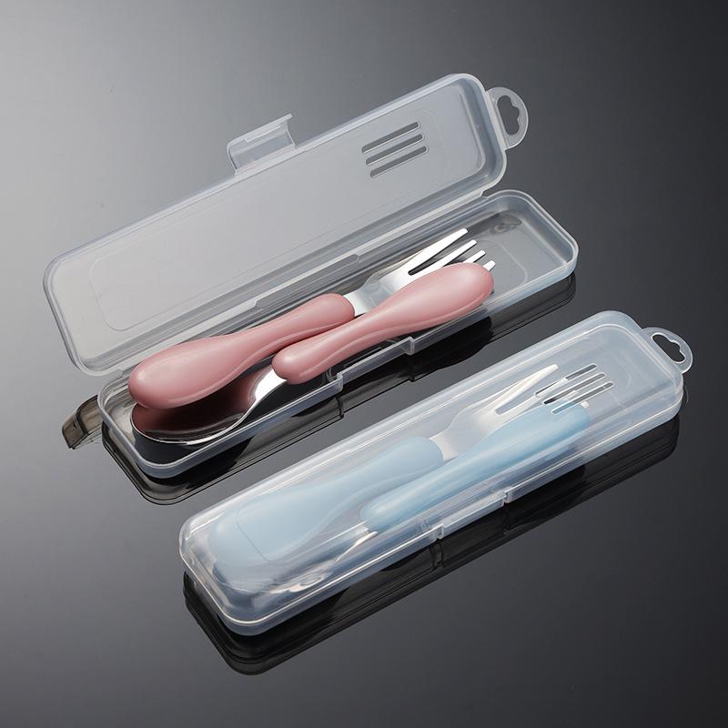 Детский портативный набор вилок и ложек из нержавеющей стали 304, столовые приборы для матери и ребенка, маленькая ручка в форме тыквы, короткая ручка из АБС-пластика