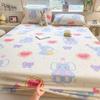 Cartoon Bed Sheets Set for Kids 100%Cotton Fitted Sheet with Elastic Band Cute Elephant Printed Bed Sheets for Single Bed King