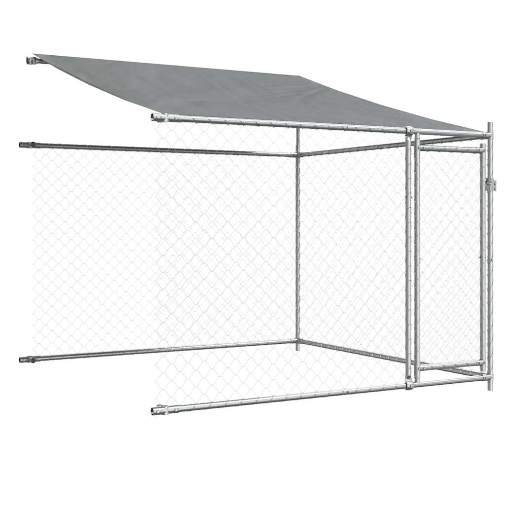 Dog Kennel with Roof and Doors Gray 10 x 2 x 2 m Galvanized Steel