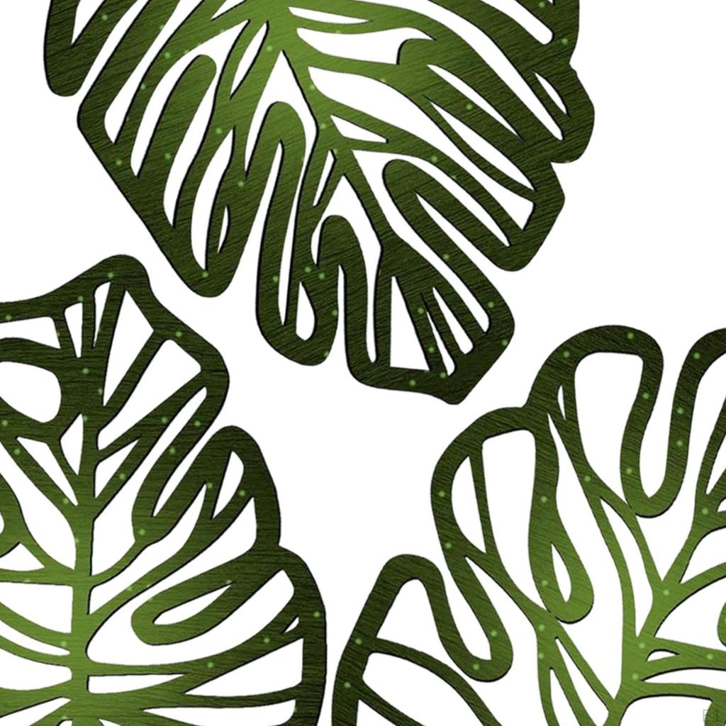 3 Pieces Palm Leaves Wood Art for Living Room And Garden