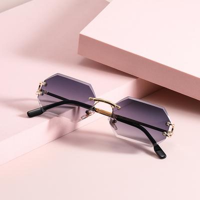9205 Octagon безрамные солнцезащитные очки с отделкой, женские модные солнцезащитные очки для уличной стрельбы