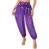 Ladies Belly Dance Costume Sequins Bloomers Side Split Design Semi See Through Loose Pants Performance Wear