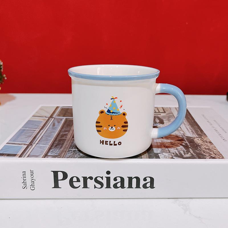 Birthday Gift Cartoon Cute Tiger Birthday Hat Souvenir 100-day Banquet Gift Ceramic Cup Children's Cup