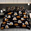 3-piece Halloween themed black cute ghost pattern duvet cover set 1 duvet cover+2 pillowcases coreless