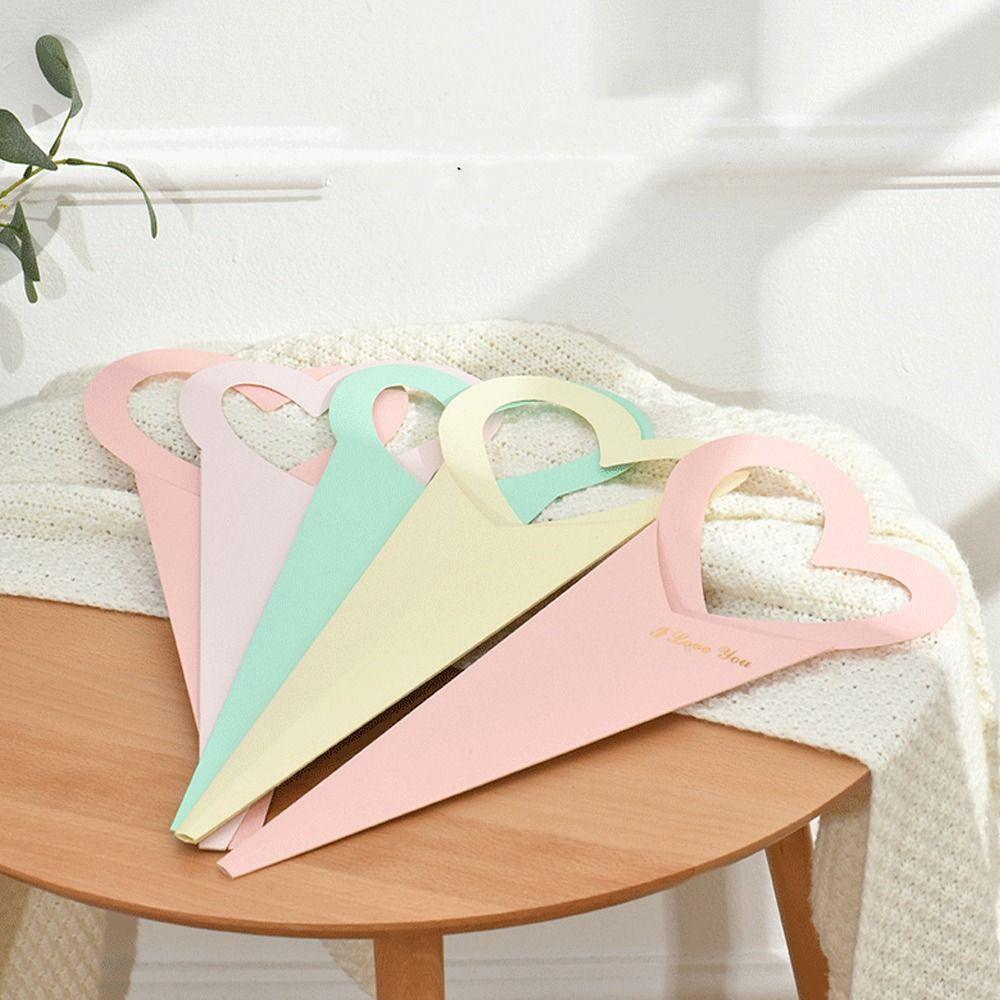 10 шт. Романтичная коробка для одного цветка в форме сердца, бумажная коробка для упаковки букета, для свадьбы, дня рождения