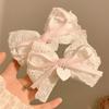 Pink Lace Bow Hair Clips for Girls Kawii Barrettes Cute Heart Hair Accessoires Kids Colored Ribbon Woman Hairpins Hairgrip