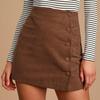 Women's Corduroy Skirt Autumn and Winter Solid Color Cloth Buckle Zipper Skirt High Waist Slim Hip Skirt