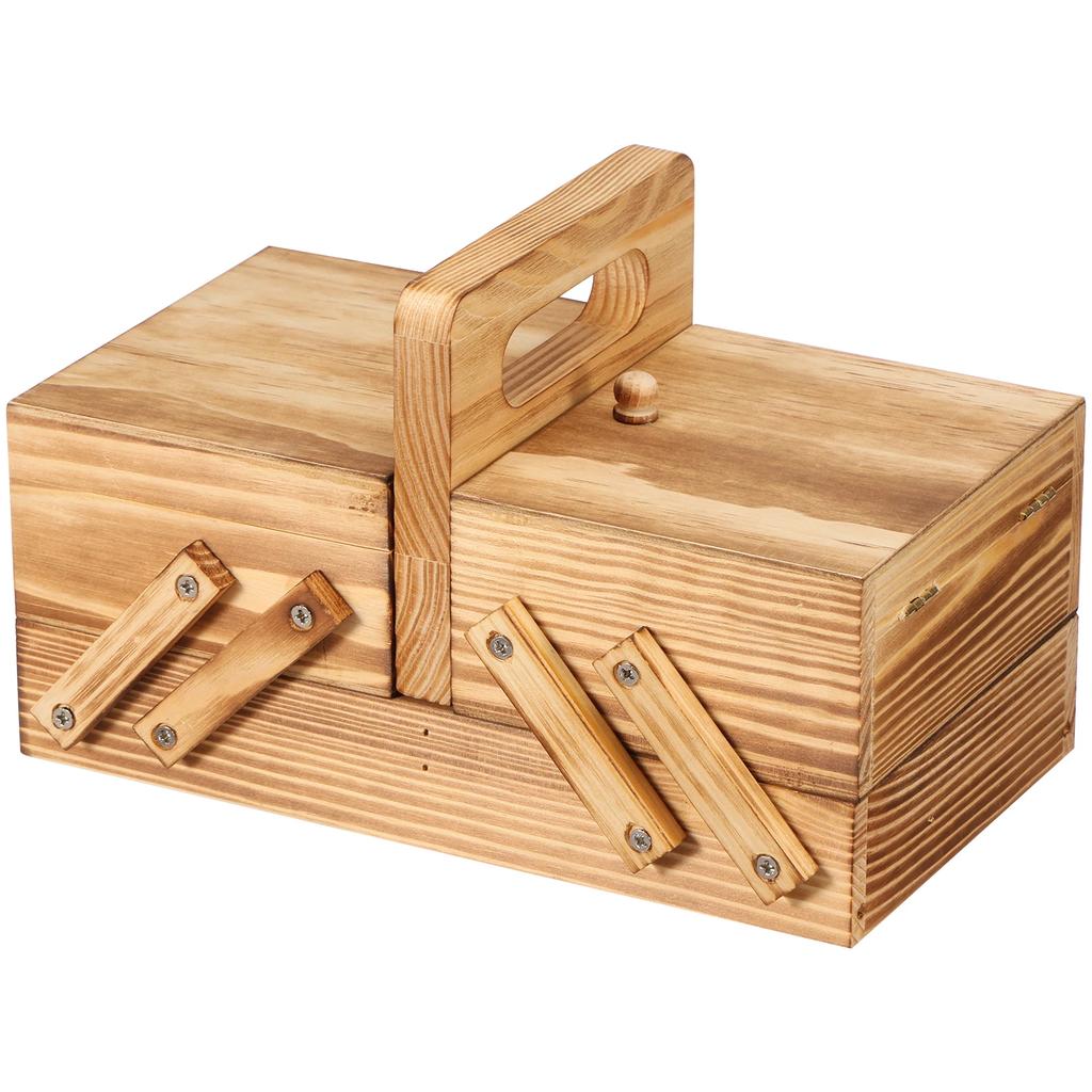 Расширяемый деревянный ящик для швейных ниток, винтажные катушки, пустая корзина для швейных катушек с ручкой, чехол для хранения игл и ниток, инструменты для рукоделия