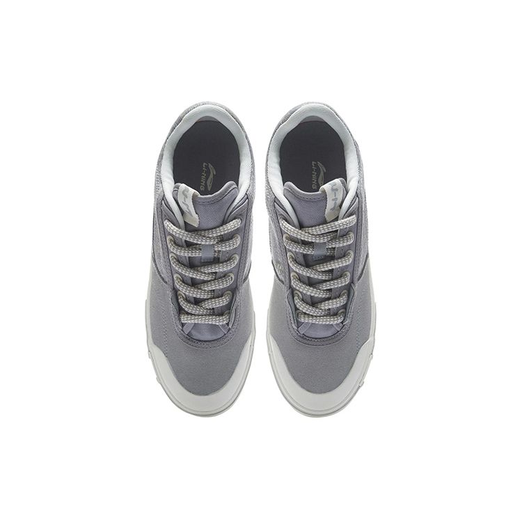 Li Ning Steven Harrington X Canvas Suede Удобные Универсальные Нескользящие Амортизирующие Прочные Низкие Кроссовки Для Скейтбординга Мужские Кроссовки Белоснежно-Серые AECR105-2