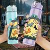 1PC Robot Space Character Cartoon Print 750ml Color Plastic Sports Water Bottle Leakproof Flip Straw Lid Suitable for Sports Office Home Use