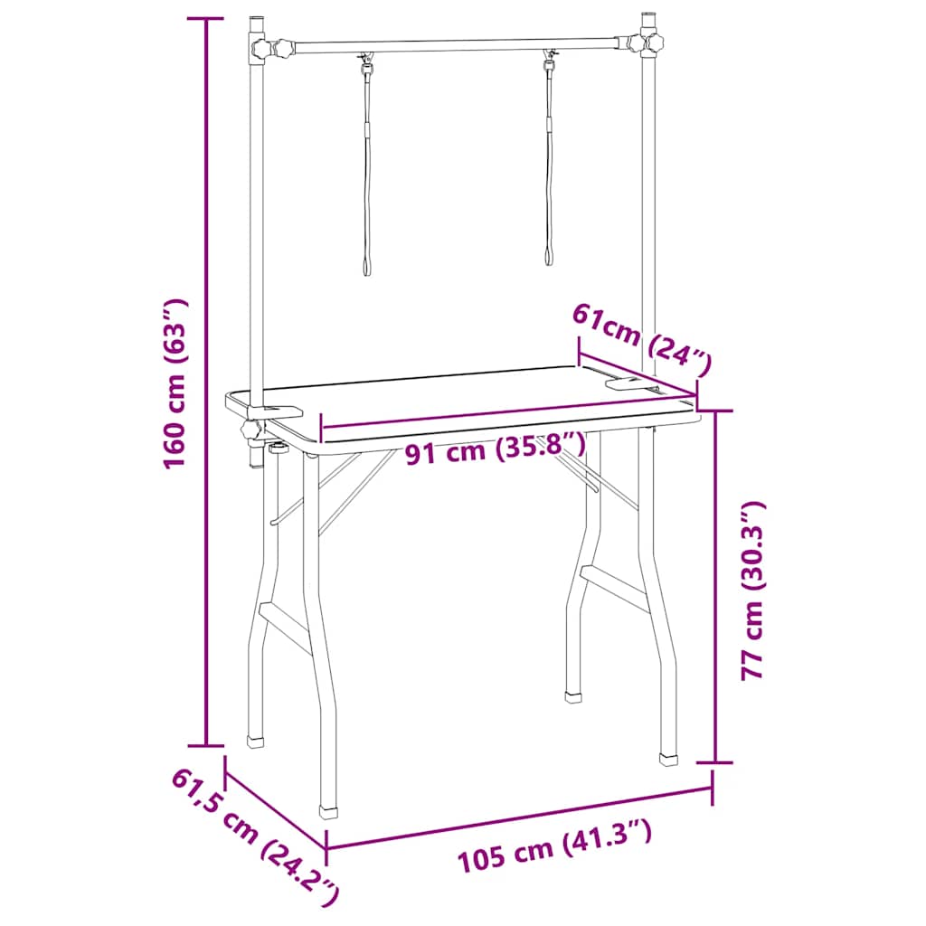 Grooming Table Trimming Table for Dogs and Cats with 2 Restraint Loops Foldable
