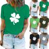 Women's Fashion Casual St. Patrick's Day Printed T-shirt Crewneck Pullover Short Sleeve Top