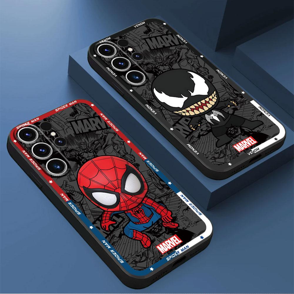 Чехол для телефона Samsung Galaxy S24 S22 Plus S23 S8 S9 S10e S20 FE S21 Ultra 5G S10 Marvel Spider Man Venom Черный Мягкий