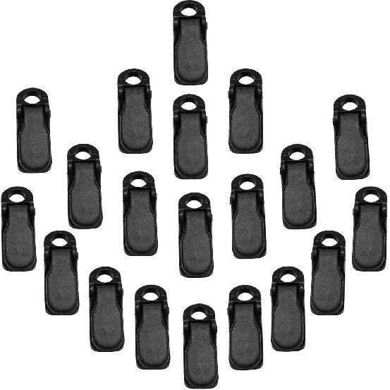 20 Pack Tarp Clips, Black | Windproof & Reusable, For Tent, Awnings, Caravan, Canopies, Car Cover, Swimming Pool Cover Fasteners