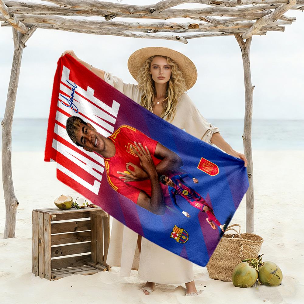 Lamine Yamal Barcelona Debut Beach Towel Quick-Dry Soft Microfiber Comfortable Lightweight