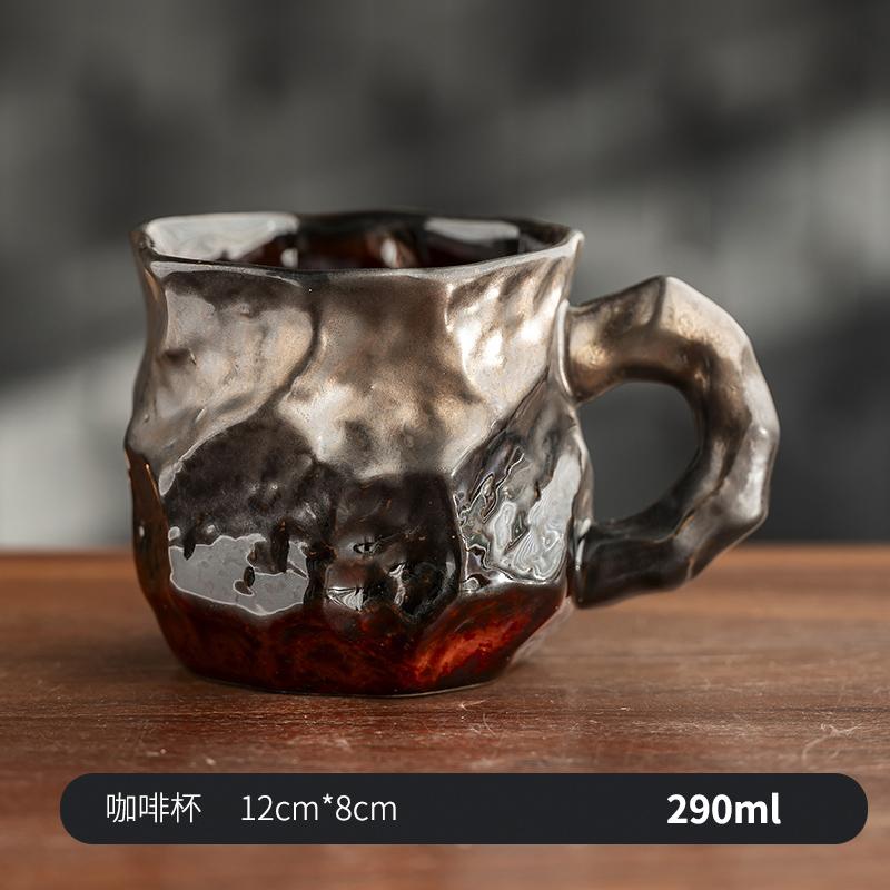 Кружка для кофе из грубой керамики Винтажная керамическая кружка с блюдцем Художественная кружка для воды Кружки для овсянки и завтрака Кружка для молока Кружки для послеобеденного чая