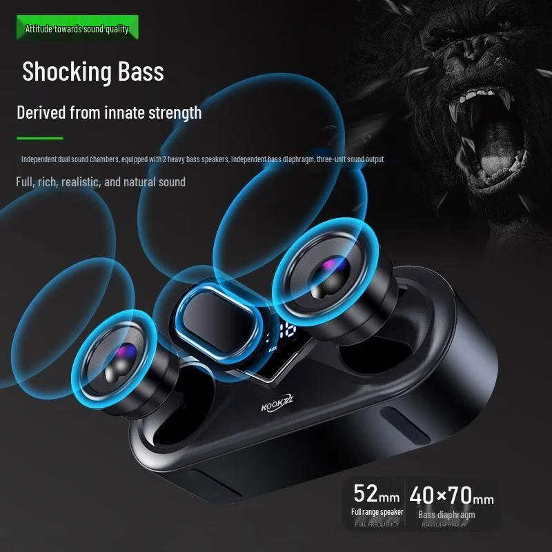 Портативная Bluetooth-колонка CooCooer Y02 со светодиодным дисплеем, штекер CN (адаптер в комплекте)