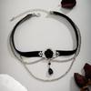 Ingemark Goth Elegant Black Acrylic Pendant Chokers Necklaces for Women Vintage Sliver Color Neck Accessories 2026 New Jewelry