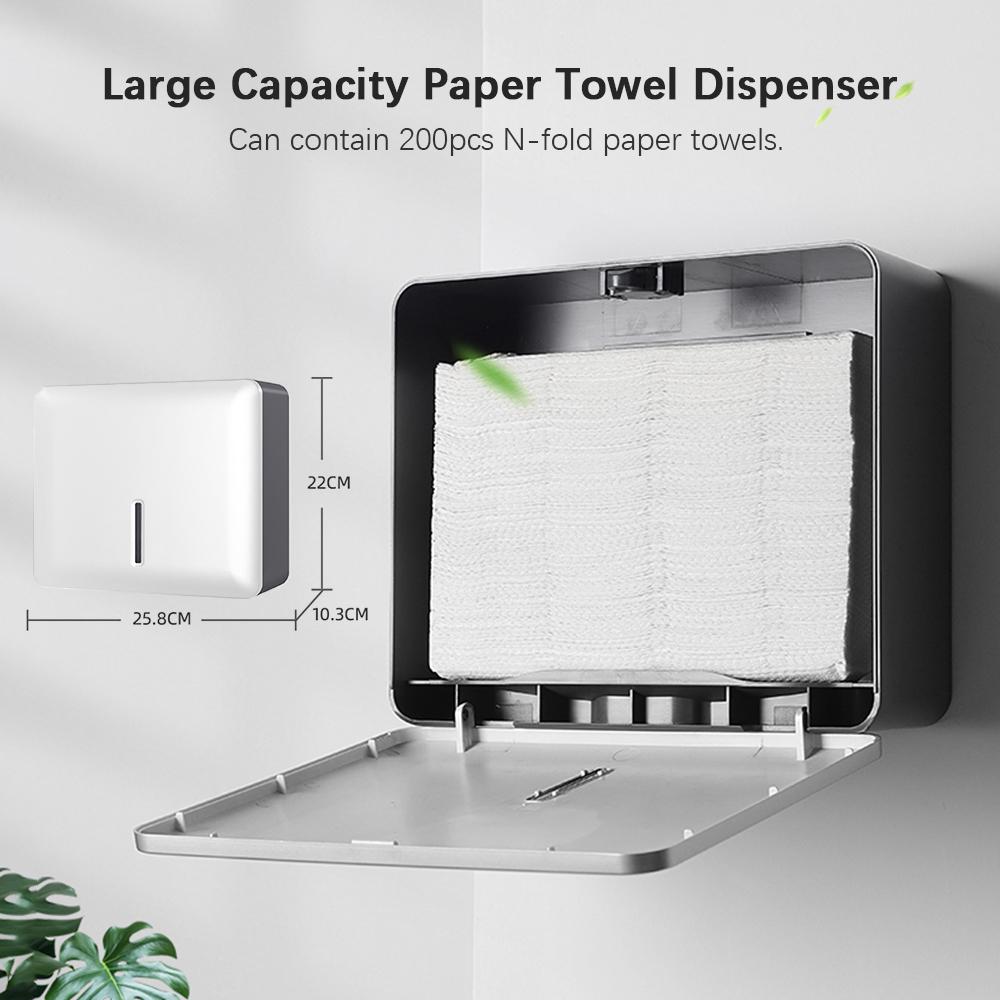 Wall Mount Paper Towel Dispenser Multifold Hand Towel Tissue Holder with Key Lock for Bathroom Kitchen Bedroom