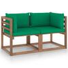 Day and Night - Day and Night 2-seater Pallet Garden Sofa with Green Cushions