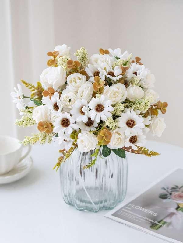 2/4pcs Artificial Flowers Roses Silk Wedding Home Room Table Vase Fillers Festival Outdoor Garden Couryard Decor Bridal Bouquets