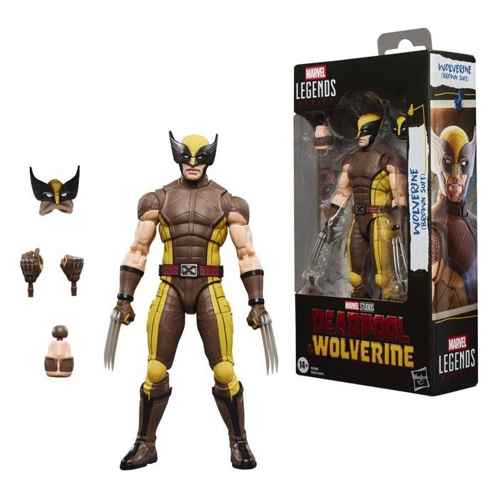 Figurine Wolverine (costume marron) de collection 15 cm, Marvel Legends Series, inspirée du Film Deadpool & Wolverine de Marvel Stud