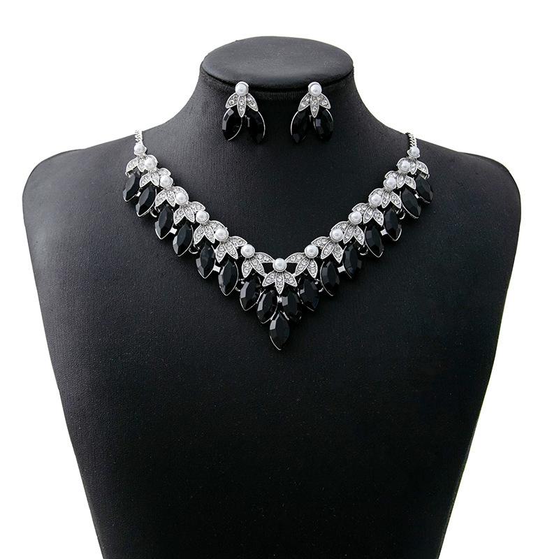 Ожерелье со стразами, серьги для женщин, геометрический кулон в виде капли воды, свадебные наборы ювелирных украшений для невесты