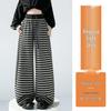 Women’s Spring Striped High-Waisted Wide-Leg Drawstring Pants - Casual Color Block, Loose, Slimming, Two-Wear Style.