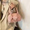 Корейская версия текстурированной портативной модной сумки через плечо, сумки для боулинга с бантом