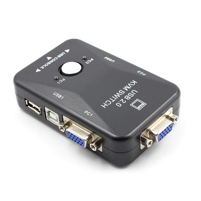 2-портовый USB VGA KVM переключатель для совместного использования мыши, клавиатуры, монитора и компьютера